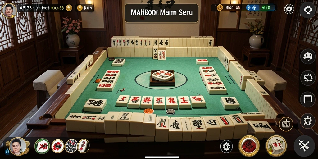 Screenshot utama game API33 menampilkan gameplay Mahjong yang seru.