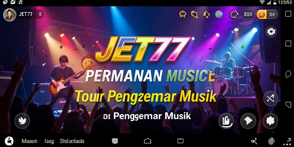 Gameplay JET77 dengan berbagai pilihan lagu dan tantangan menyanyi.