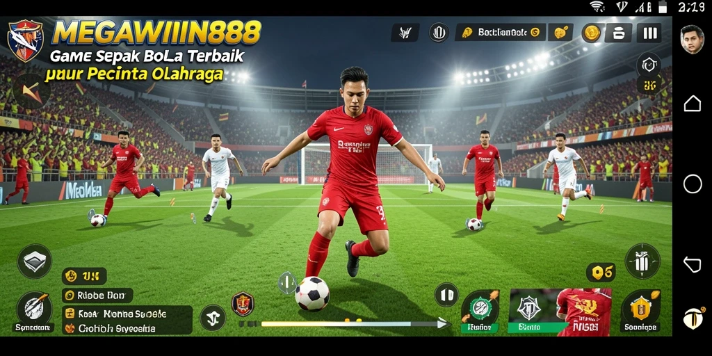 Gameplay mendebarkan dari MEGAWIN888 dengan pertandingan sepak bola yang seru.