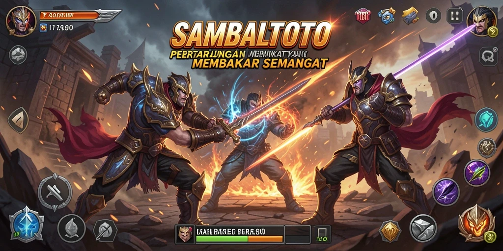 Gameplay menegangkan saat karakter bertarung dalam aksi Fighting.