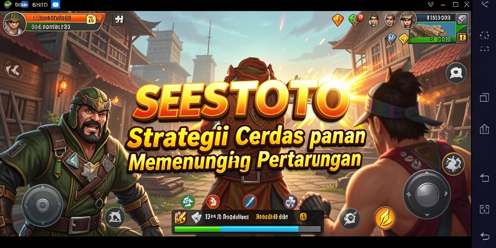 Tangkapan layar utama SESETOTO menampilkan aksi pertempuran strategis yang mendebarkan.