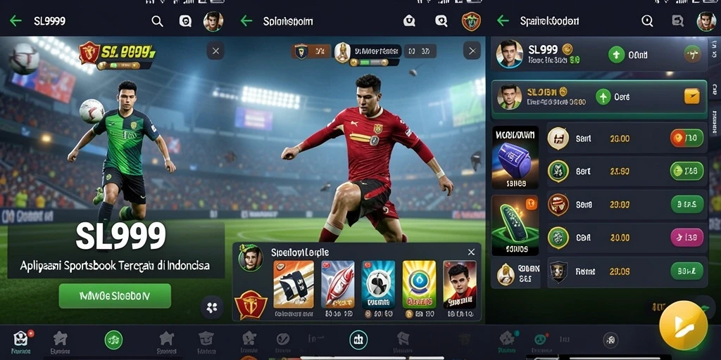 Tampilan utama SL999 menampilkan opsi taruhan olahraga secara real-time.