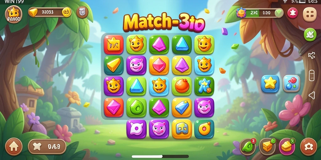 Screenshot menampilkan gameplay seru dari permainan Match-3.